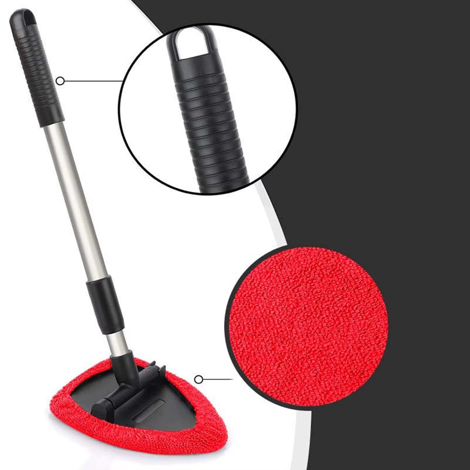 Car Windshield Cleaner Interior Long Handle Windscreen Cleaner Kit for Windows Mirrors Extendable Windshield Cleaning Tool