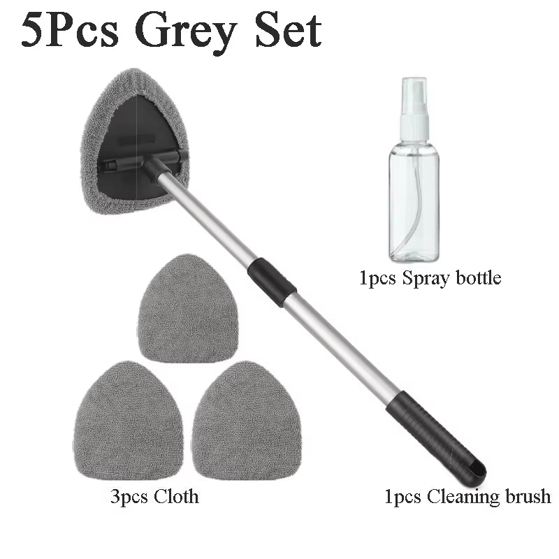 Car Windshield Cleaner Interior Long Handle Windscreen Cleaner Kit for Windows Mirrors Extendable Windshield Cleaning Tool