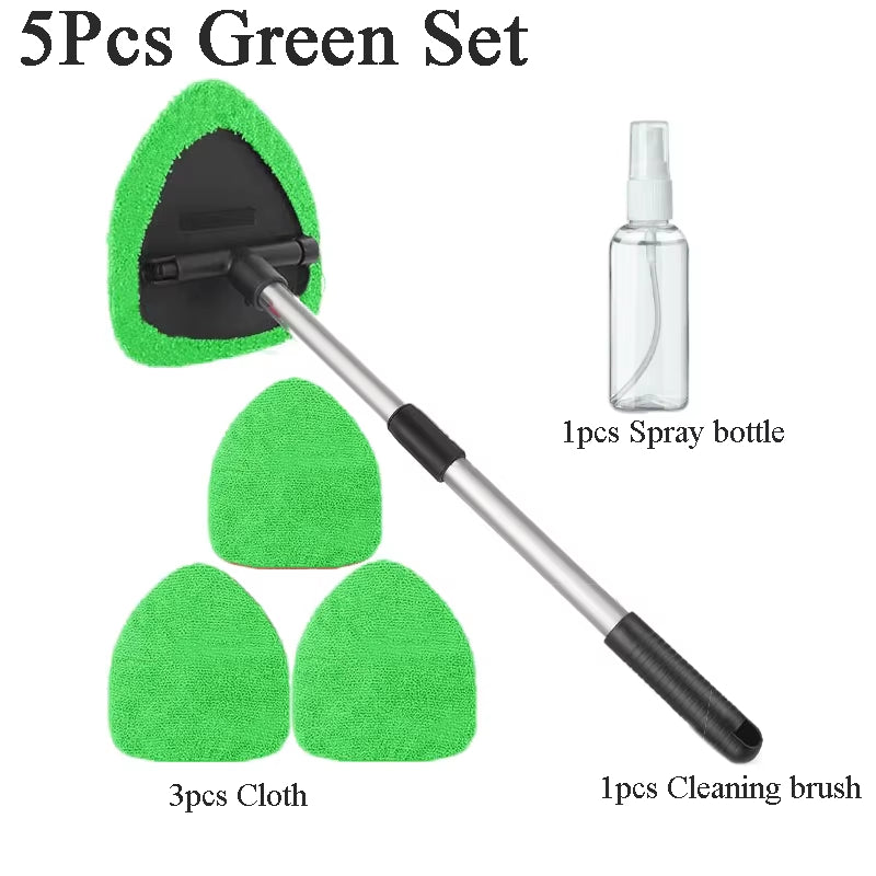 Car Windshield Cleaner Interior Long Handle Windscreen Cleaner Kit for Windows Mirrors Extendable Windshield Cleaning Tool